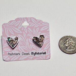 Small Heart Colorful Design Earrings Gold Tone New Without Tags